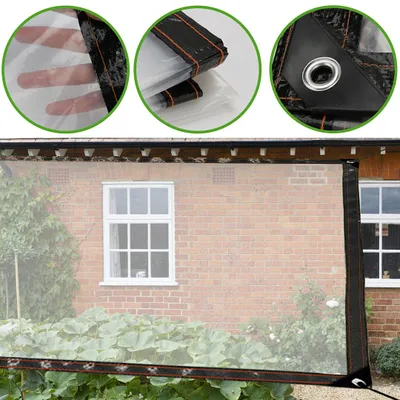 Produktbild von Peviasot 2x Transparente Plane mit Ösen wasserdichte Abdeckplane aus PE wetterfest und UV-beständig für Garten Balkon Terrasse Gewächshaus und Pavillon 3 × 6 m