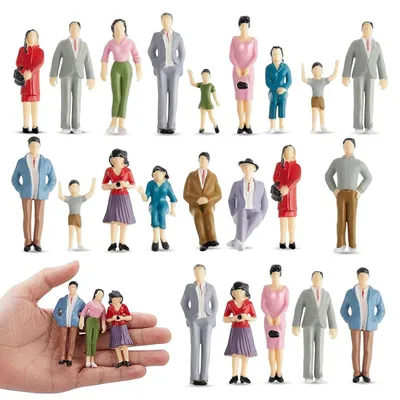 20 Miniaturfiguren Menschen, bunt, 1:50, für Modelleisenbahnen