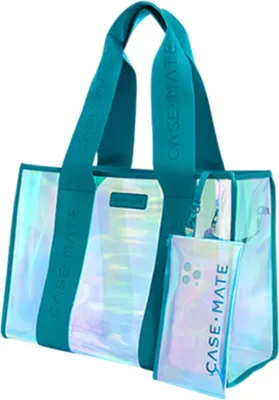 Immagine prodotto di Case-Mate Large Travel Tote Bag - Borsa a tracolla impermeabile con tasca per cellulare (Emerald Blue Soap Bubble)