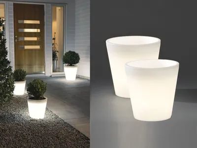 Produktbild von 2er-Set beleuchtete LED-Blumentöpfe ASSISI Blumenkübel Pflanzkübel Übertopf