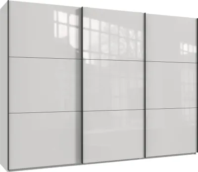 Produktbild von Schwebetürenschrank Kleiderschrank 3-türig 300 cm Vollausstattung Glasfront Weiß / 22036