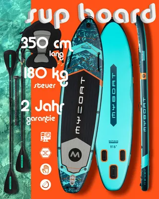 Produktbild von Komplettset Kajak Touring SUP Board Set mit 7 cm hohem stabilem Sitz, zweite 4-teiligem Paddel, MyBoat Bass Hunter 2 Personen Paddling Kayak Kanu Boot