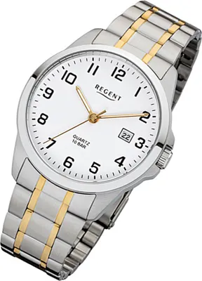 Produktbild von Regent Armbanduhr silber gold F-1014 Herren Analog-Quarzuhr URF1014