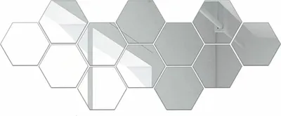 Produktbild von Klebespiegel – Sechseck-Wandspiegel – 12 Stück – 17,5 x 15,5 x 9 cm – Silber – selbstklebend – Dekoration