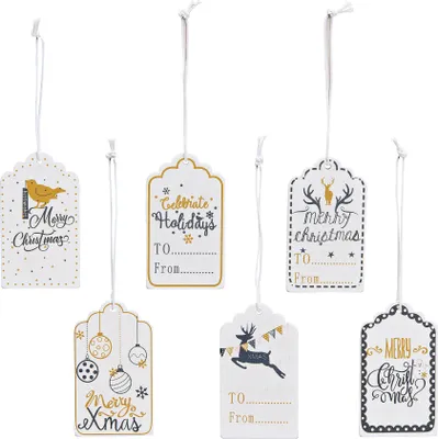 Produktbild von Geschenkanhänger Set Merry Christmas aus Holz WEISS 6 Stück