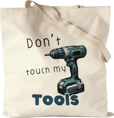 Produktbild von Don't touch my tools Akkuschrauber Bohrmaschine Jutebeutel - Handwerker Geschenk