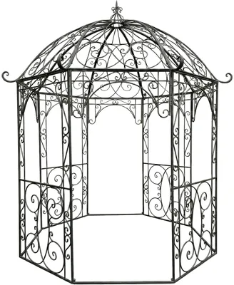 Produktbild von CLP Rosenpavillon aus Eisen Leila, Gartenpavillon im Jugendstil nostalgisch, Rankhilfe pulverbeschichtet für Kletterpflanzen und Rosen anthrazit
