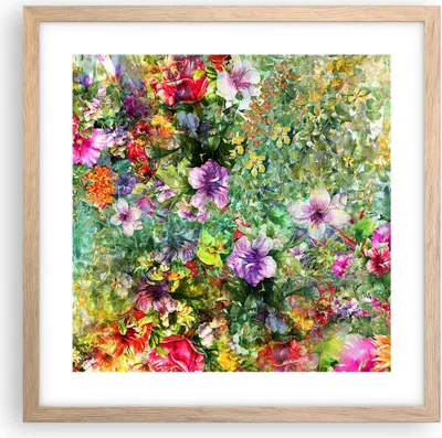 Produktbild von Gerahmtes Poster - Rahmen in heller Eiche - blume sommer natur - 40x40 cm - Wand Bild - Wanddeko - Wandbilder - Wandposter - Bilderrahmen - Bilder - Kunstdruck - Wandbild - P2NAC40x40-3842