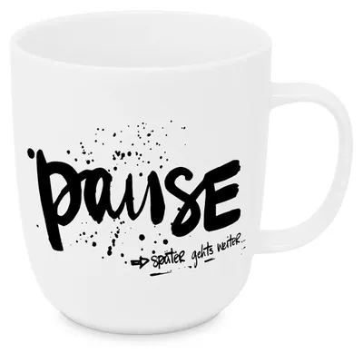 Produktbild von Porzellantasse Tasse Henkelbecher 350ml - Pause