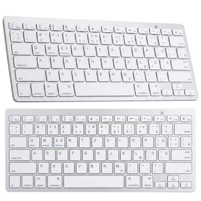 Produktbild von Bluetooth Tastatur Kabellose Wireless Keyboard mit Tasten QWERTY Natürliches Tippen 2,4 GHz Funkverbindung Kompatibel mit PC Notebook Laptop Retoo
