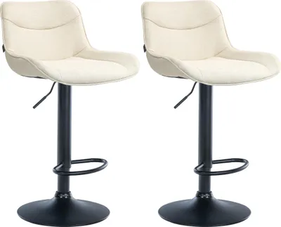 Produktbild von 2er Set Barhocker Vonore Stoff schwarz - creme