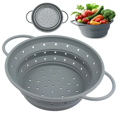 Faltbares Silikon-Sieb 21,5 cm, grau – für Pasta, Obst & Gemüse