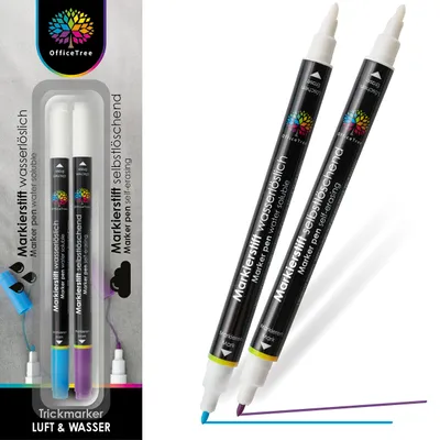 Produktbild von OfficeTree 2 x Trickmarker Selbstlöschend und Wasserlöslich - Zauberstift Nähen