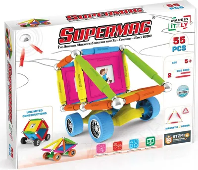 Produktbild von Magnetspielzeug Supermag Wheels 55 SM0661 Mehrfarbig