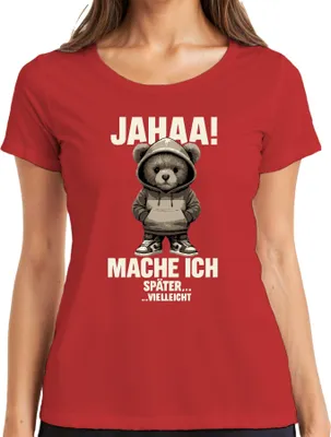 Produktbild von Nett kann ich auch bringt aber nix sarkastischer Spruch Lustig Damen T-Shirt, Rot, S