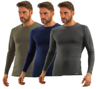 Imagen del producto de Camisetas de manga larga para hombre, paquete de 3, de algodón