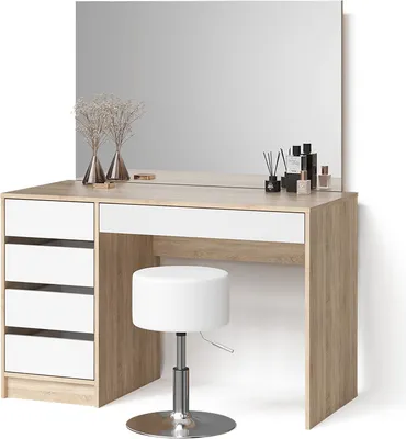 Produktbild von Schminktisch Livinity Imola Weiß/Sonoma 120 cm mit Hocker, Model 53061