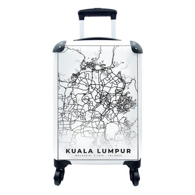 Produktbild von MuchoWow® Koffer Handgepäck Trolley Rollkoffer Kleine Reisekoffer mit 4 Rollen - Kuala Lumpur - Karte - Stadtplan - Schwarz und weiß - Cabin Size < 55x40x23 cm & 55x40x20 cm - Fotokoffer - Kabinenkoffer - Boardgepäck - Reise-Box - Reisekoffer - Reisegepäck - Koffer mit Bild - Trolley für Kinder