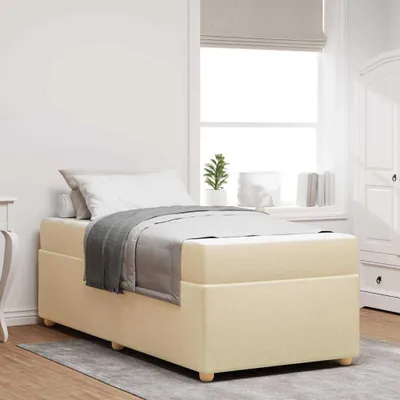 Image de Maison Exclusive - Sommier avec matelas Crème 90 x 190 cm Tissu