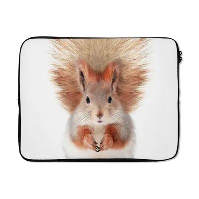 Produktbild von MuchoWow® Laptop Hülle 17 Zoll Laptoptasche Eichhörnchen - Tiere - Natur - Orange - Weiß - Zipper - Schutzabdeckung