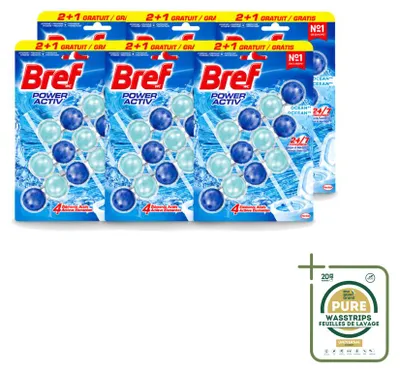 Produktbild von 6 x Bref Power Aktiv Toilettenstein Ocean - 3 x 50 g - Vorratspackung - 6 Stücke