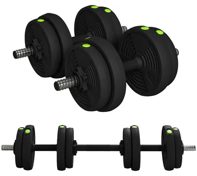 Image de Ensemble d'haltères 2-en-1 SPORTNOW, ensemble d'haltères réglables de 15 kg avec 8 disques