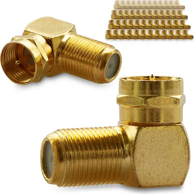 Produktbild von F-Winkelstecker Winkel SAT Adapter Kupplung Vergoldet Winkeladapter 50x Stecker