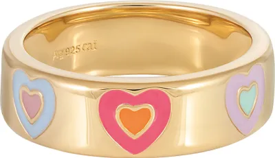 Produktbild von Cai Ring 925 Sterling Silber vergoldet Email Herzen 41185223475294
