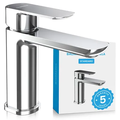 Produktbild von Badarmatur Mizarela - chrom | Standard Badarmatur im klassischen Design - Wasserhahn für Bad-Aufsatz-Waschbecken