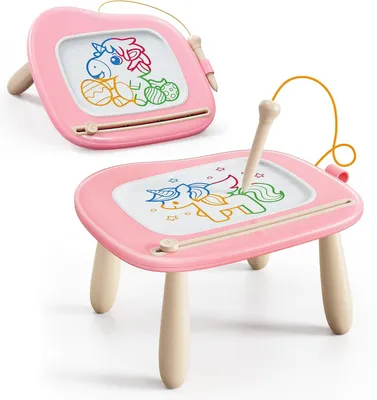 Image de Jouets Montessori pour enfants de 1 à 2 ans, tableau magnétique, tableau d'écriture pour enfants, garçons et filles, cadeaux pour anniversaire, Pâques (rose)