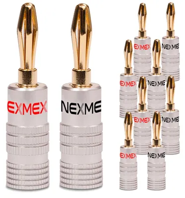 Produktbild von NEXMEX Bananenstecker 4mm schraubbar 24K vergoldet Lautsprecherkabel 10x Stecker