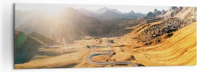 Produktbild von Bild auf Leinwand - Leinwandbild - Einteilig - Sonne Berge Weg - 160x50cm - Wand Bild - Wanddeko - Wandbilder - Leinwanddruck - Bilder - Wanddekoration - Leinwand bilder - Wandbild - AB160x50-4836