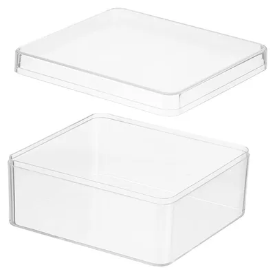 Image de Omgoods - Boîte de rangement en acrylique transparent avec couvercle, dimensions : 13 x 12 x 6 cm