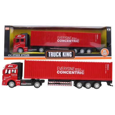 Produktbild von 48 Alloy Container Lkw Modell-Spielzeug, hohe Simulation, Kinder Spielzeugfahrzeuge, rotes Container-Lkw Modell