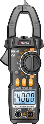 Produktbild von ANENG PN107 Digitales Zangenmessgeraet, CAT II, 600 V Wechselspannung, Multimeter-Tester, 4000 Zaehlungen, Ampere-Spannungspruefer, misst Wechsel-/Gleichstrom, Wechselspannung, Widerstand, Kondensator, Dioden, Elektrowerkzeuge, beruehrungslose Spannungserkennung