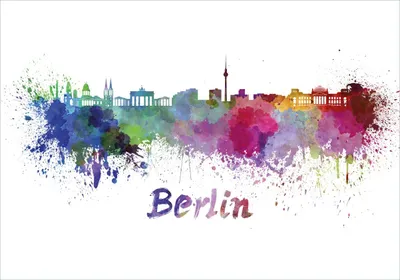 Produktbild von Wallario Poster - Städte als Aquarell - Skyline von Berlin, Kunstdruck Größe: 70 x 100 cm