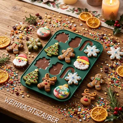 Produktbild von GKA 2 Stück Schokoladenform Pralinenform Silikon Weihnachten Advent Schokolade Rentier Weihnachtsmann Weihnachtsbaum Schneemann Geschenk 28 Formen
