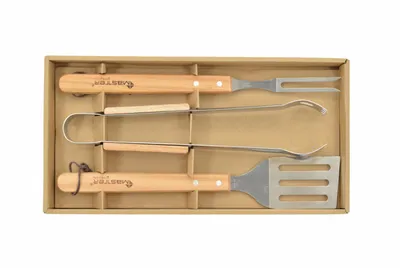 Produktbild von Zubehör- und Grillbesteck-Set Stahl 3-tlg