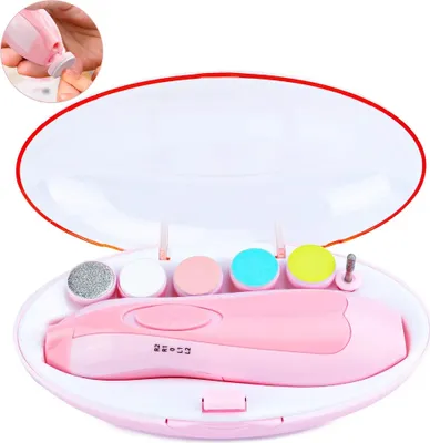 Obrázek produktu pro Elektrický pilník na dětské nehty, sada pro péči o nehty, zastřihávač nehtů pro miminka, sada 6 v 1 pro manikúru a pedikúru. Elektrický zastřihávač nehtů pro miminka a dospělé s LED osvětlením (baterie nejsou součástí)