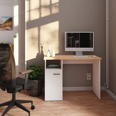 Productafbeelding van Bureau LEVIRA Serein, 100x72 cm, beuken (beuken) - Modern, ruim en stabiel bureau, ideaal voor thuiswerken, een studio of een kantoor