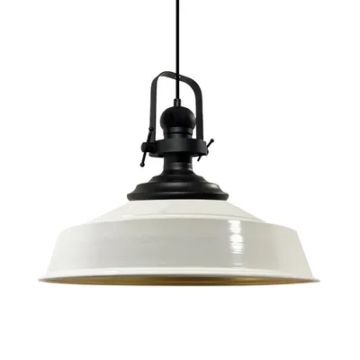 Produktbild von Pendelleuchte Weiß-Asletl Hängelampe Metall Ø40 cm, Modern Lampe