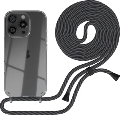 Produktbild von EAZY CASE Handykette mit Hülle für Apple iPhone 16 Pro Backcover Handykette, zum Umhängen in Dunkelgrau