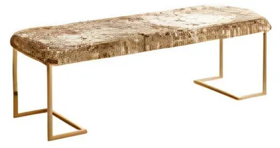 Zdjęcie produktu dla Złota ławka tapicerowana do sypialni Designerski stołek Nowoczesne meble wypoczynkowe