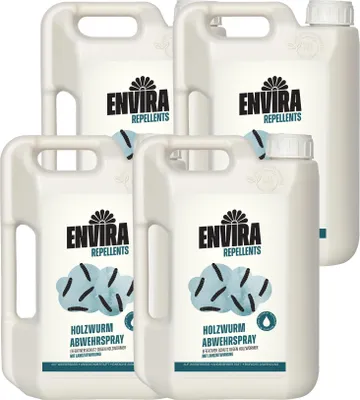 Produktbild von Envira Holzwurm Abwehrspray 4 x 2L - Spray mit Langzeitwirkung gegen Holzbock & Holzwurm