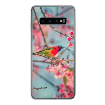 Produktbild von MuchoWow® Handyhülle Schutzhülle Hülle für Samsung Galaxy S10 Vogel - Sakura - Farben Silikon Softcase Handy Hülle - Handytasche