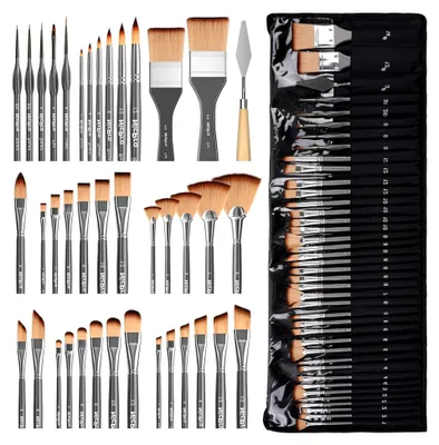 Produktbild von 40-teiliges Pinselset für Acrylfarben, professionelle Malpinsel und Zubehör