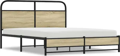 Produktbild von vidaXL Bettgestell ohne Matratze 150x200 cm Sonoma-Eiche Holzwerkstoff