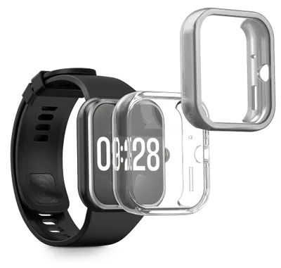 Produktbild von kwmobile 2x Silikon Hülle für Xiaomi Redmi Watch 4 Schutzhülle - Fullbody Display Cover Set aus Silikon - Transparent Silber