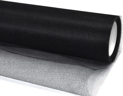 Zdjęcie produktu dla Tiul gładki, czarny, 0,3 x 9m (1 szt. / 9 mb.)