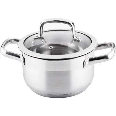 Obrázok produktu pre LAMART LTSS1810 hrniec s pokrievkou, priemer 18 cm z prvotriednej nehrdzavejúcej ocele, sklonerezová pokrievka s otvor pre paru, masívne sendvičové dno, stupnica litráže, silikónové držadlá